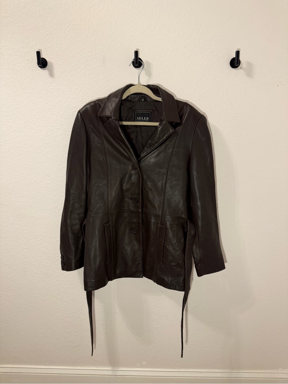 Vintage Brown Leather Belted Jacket/Blazer - Picture 2 of 13